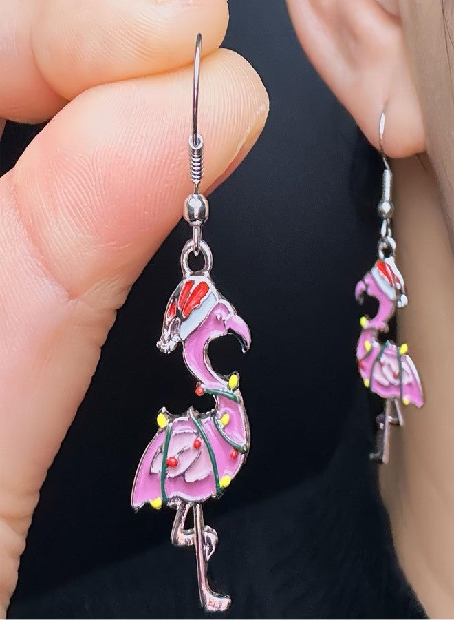 Decixde Flamingo Earrings Pink Flamingo Dangle Drop Earrings Christmas Dangle Earrings for Women (Pink) - Image 3